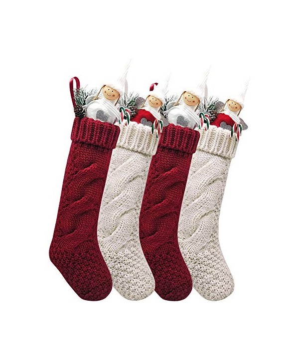 Unique Burgundy Ivory Christmas Stockings