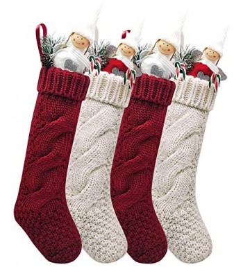 Unique Burgundy Ivory Christmas Stockings