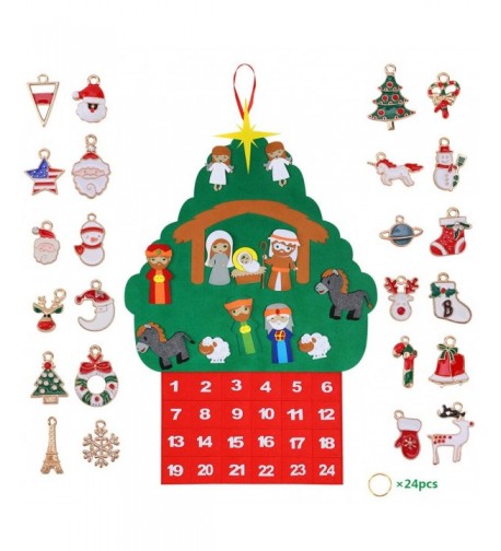 Christmas Calendar Pockets Ornaments Detachable