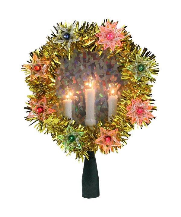Tinsel Wreath Candles Christmas Topper