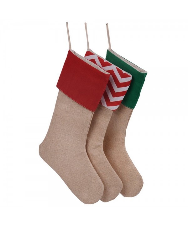Set Christmas Burlap Stockings Decor