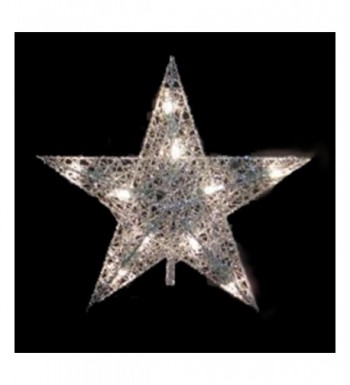 Lighted Silver Glittered Christmas Topper