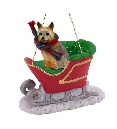 Silky Terrier Sleigh Christmas Ornament