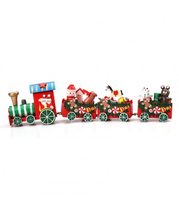 Christmas Decorations Train - 4 Pieces Wood Christmas Xmas Train ...