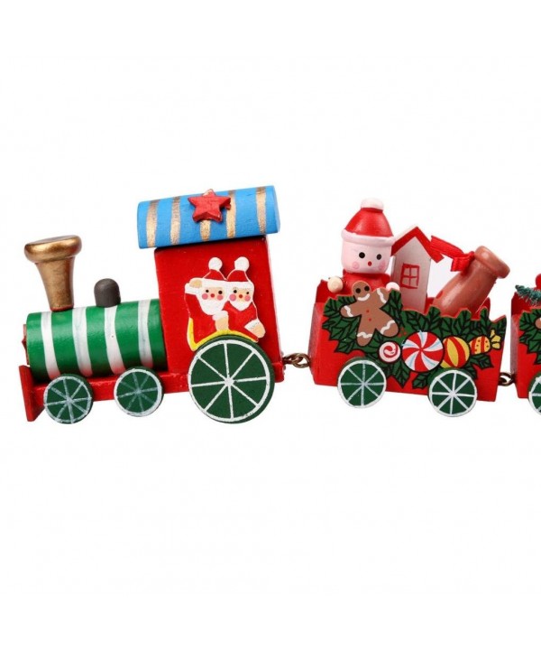 Christmas Decorations Train - 4 Pieces Wood Christmas Xmas Train ...