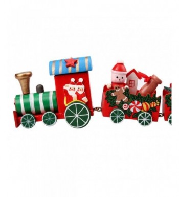 Christmas Decorations Train - 4 Pieces Wood Christmas Xmas Train ...