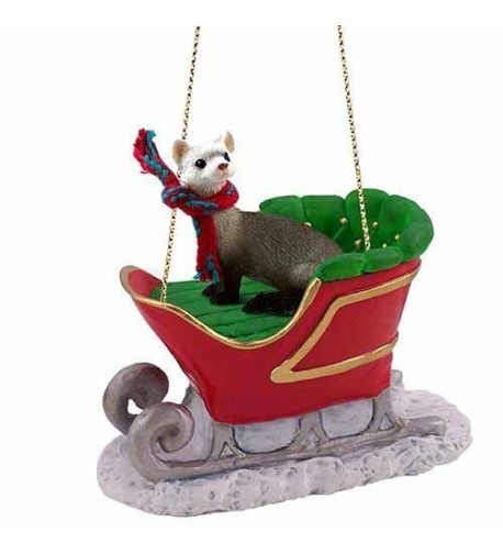 Ferret Sleigh Ride Christmas Ornament