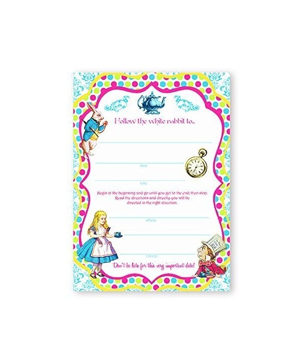 Alice Wonderland Brights LARGE Invitations