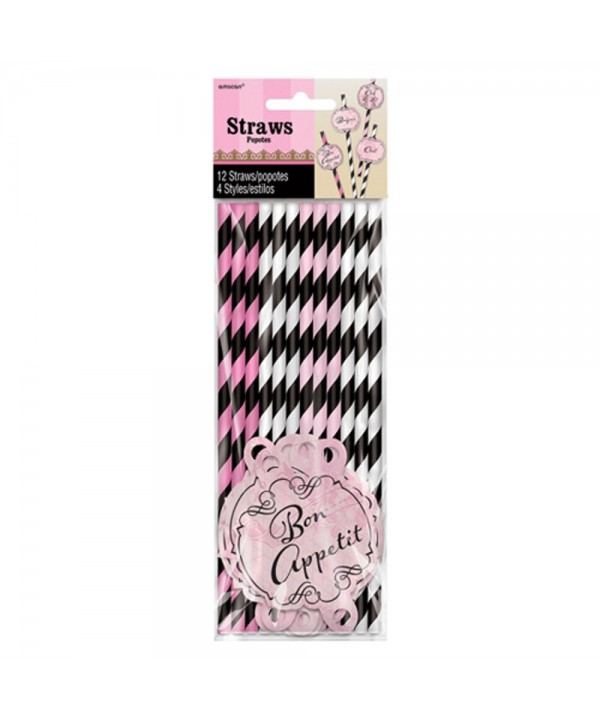 Bridal Shower Paris Paper Straws