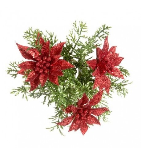 HOLIDAYS Glitter Poinsettia Christmas Candles