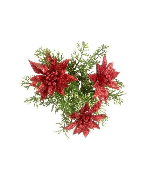 HOLIDAYS Glitter Poinsettia Christmas Candles