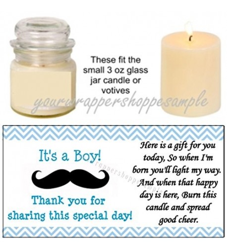 Personalized Mustache Shower Candle Labels