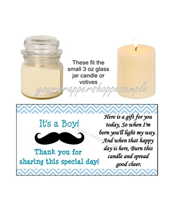 Personalized Mustache Shower Candle Labels