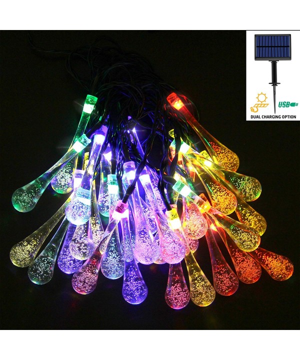 Solar String Lights Charge Waterdrop
