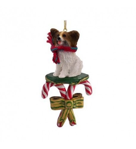 Papillon Candy Cane Christmas Ornament