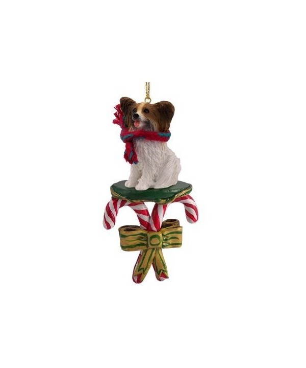 Papillon Candy Cane Christmas Ornament