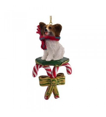 Papillon Candy Cane Christmas Ornament