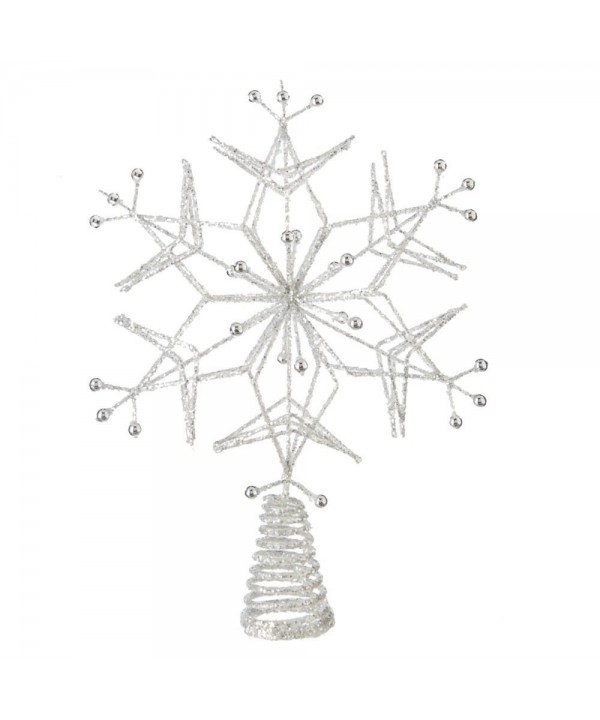 Glittered Silver Snowflake Treetop Decoration