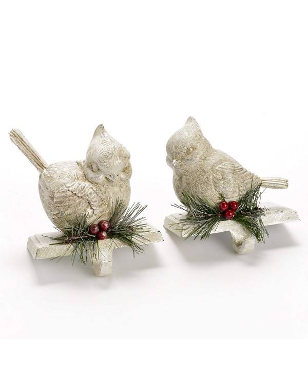 Cardinal Birds White Stocking Holder