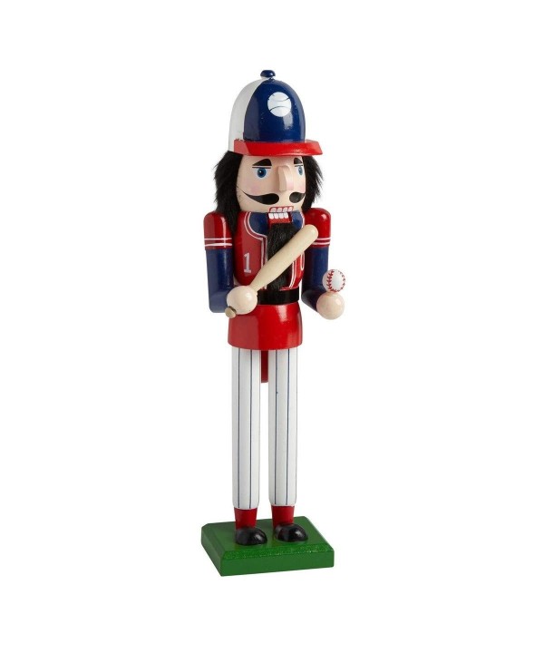 Wooden Christmas Nutcracker Decor - 15-Inch (Red/Blue Baseball Player ...