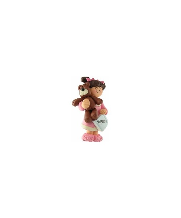 Brunette Girl with Teddy Ornament