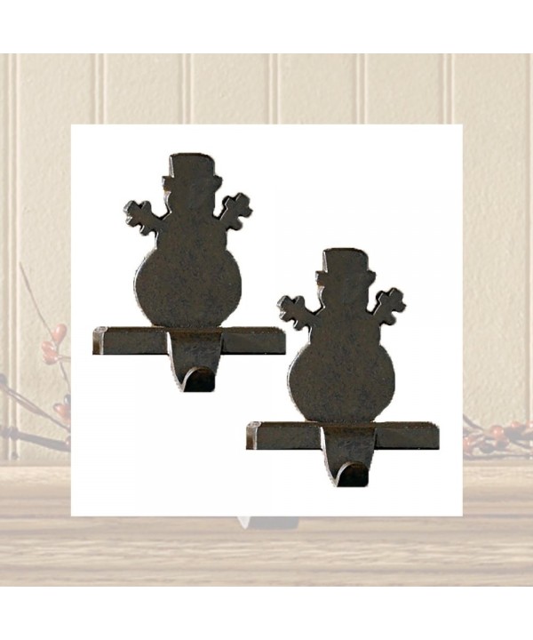 Iron Snowman Stocking Hanger Set