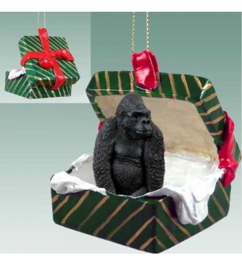 Gorilla Gift Box Christmas Ornament