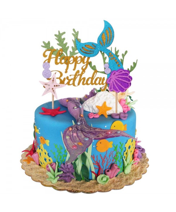 Glitter Mermaid Birthday Picks Decoration Supplies