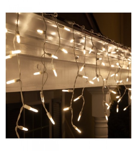 White Icicle Lights Wire Outdoor Christmas