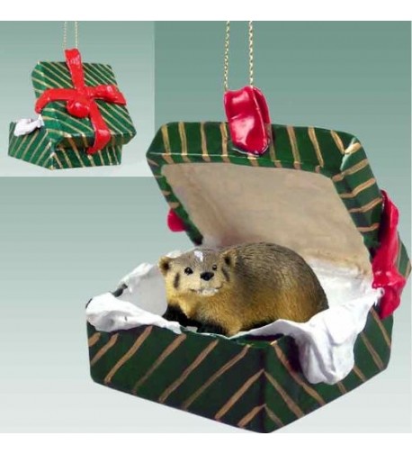 Badger Gift Box Christmas Ornament