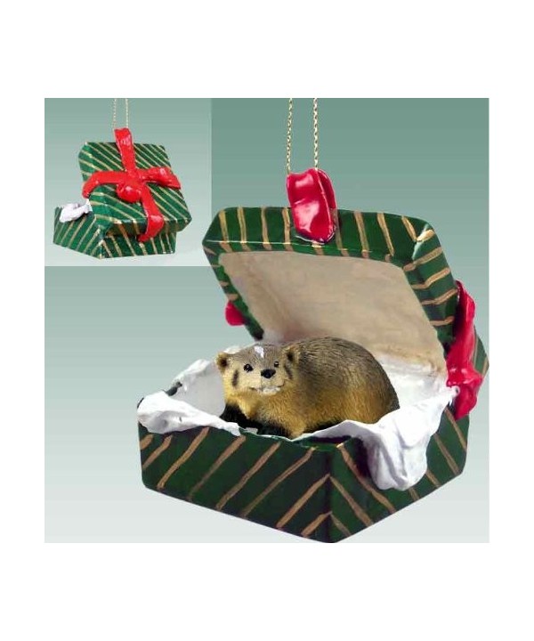 Badger Gift Box Christmas Ornament
