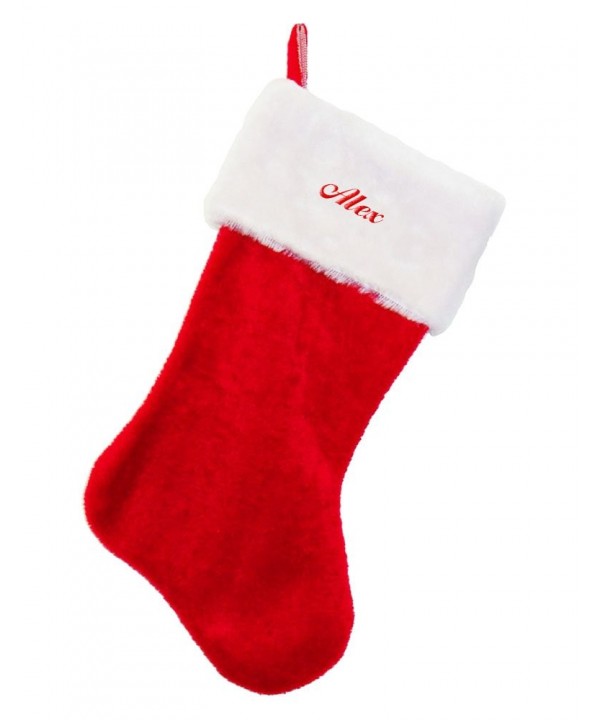 Alex Embroidered Plush Christmas Stocking