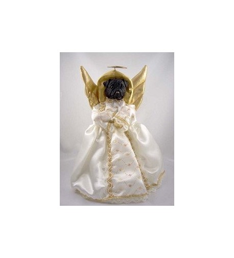 Pug Black Angel Tree Topper