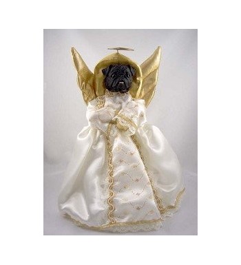 Pug Black Angel Tree Topper