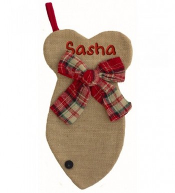 Burlap Shaped Stocking Custom Embroidered