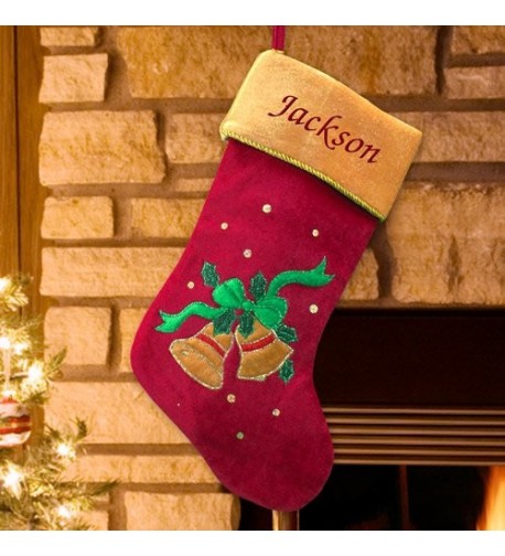 GiftsForYouNow Christmas Bells Embroidered Stocking