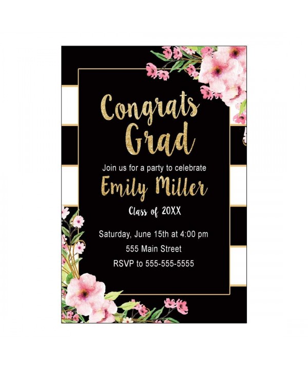 Invitations Graduation Party Floral Personalized
