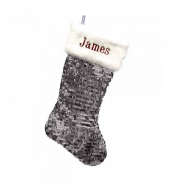 GiftsForYouNow Silver Sequin Embroidered Stocking