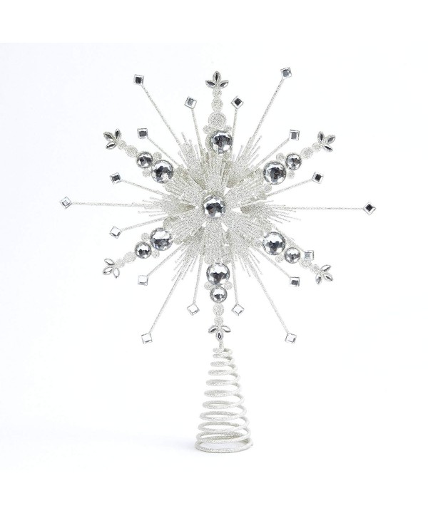 Glittered Silver Christmas Topper Starburst