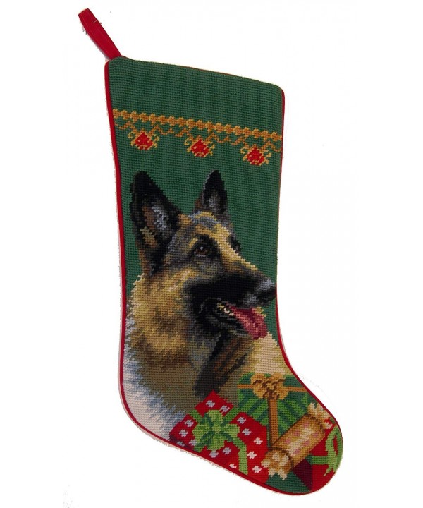 German Shepherd Needlepoint Christmas Stocking