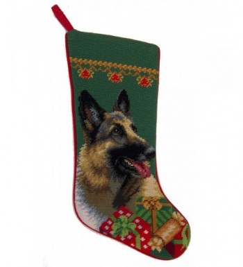 German Shepherd Needlepoint Christmas Stocking