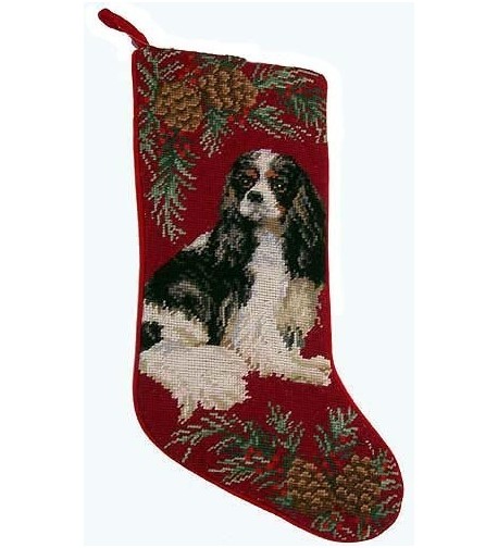 Cavalier Christmas Stocking Hand Stiched Needlpoint