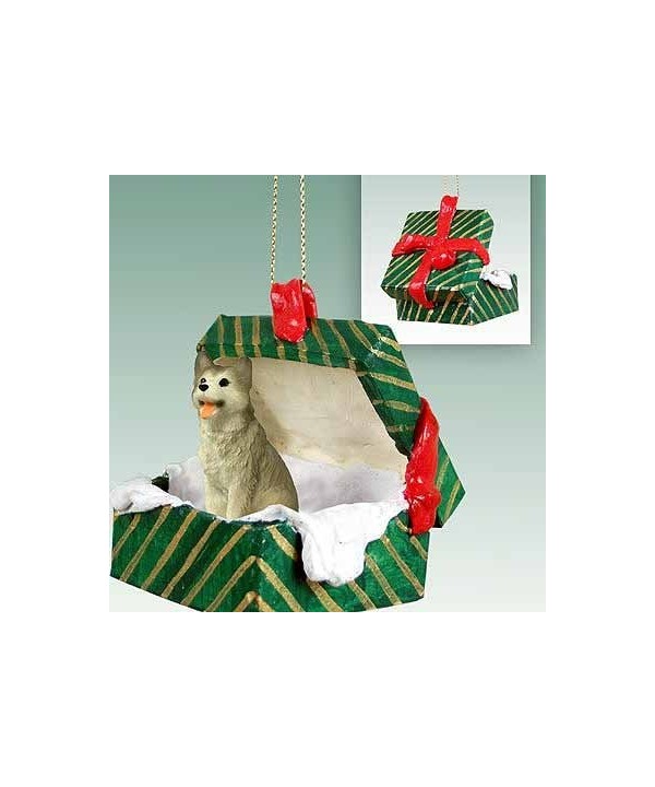 Siberian Husky Christmas Ornament Gray White