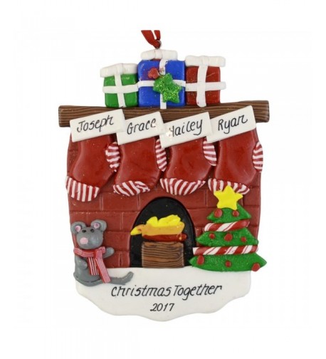 Fireplace Stockings Personalize Christmas Ornament