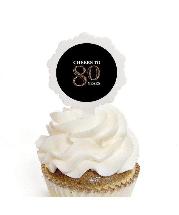 Adult 80th Birthday Cupcake Stickers