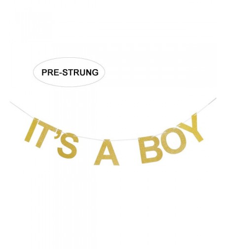 ITS BOY Gold Glitter Banner