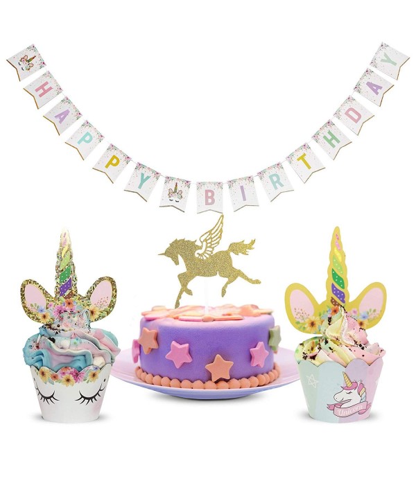 Unicorn Toppers Wrappers Rainbow Birthday
