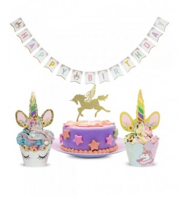 Unicorn Toppers Wrappers Rainbow Birthday