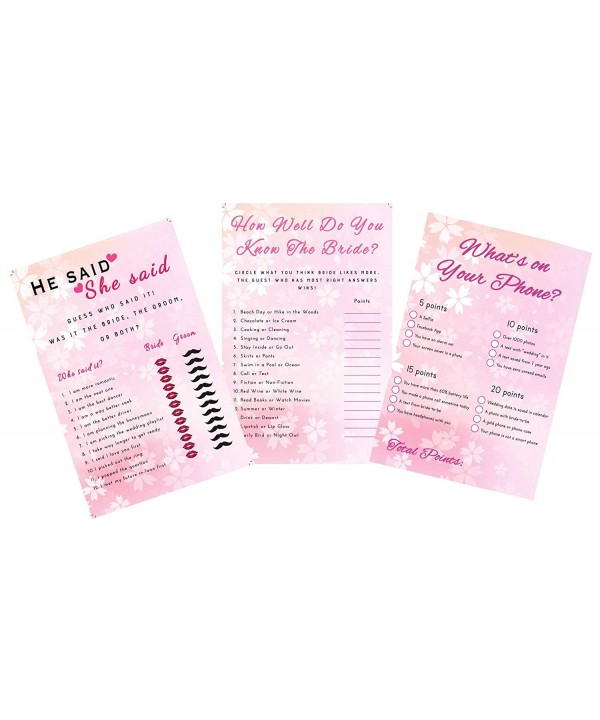 Pack Bridal Shower Games Sheets