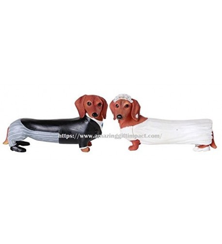 Adorable Wedding Couple Dachshund Figurine